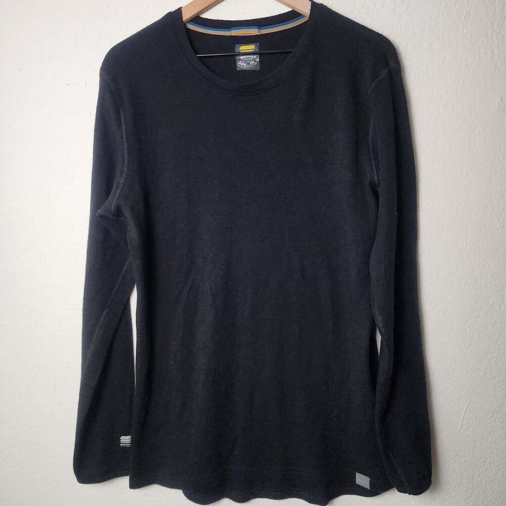 Meriwool Shirt Mens XL Black 250g Merino Wool Long Sleeve Thermal Baselayer
